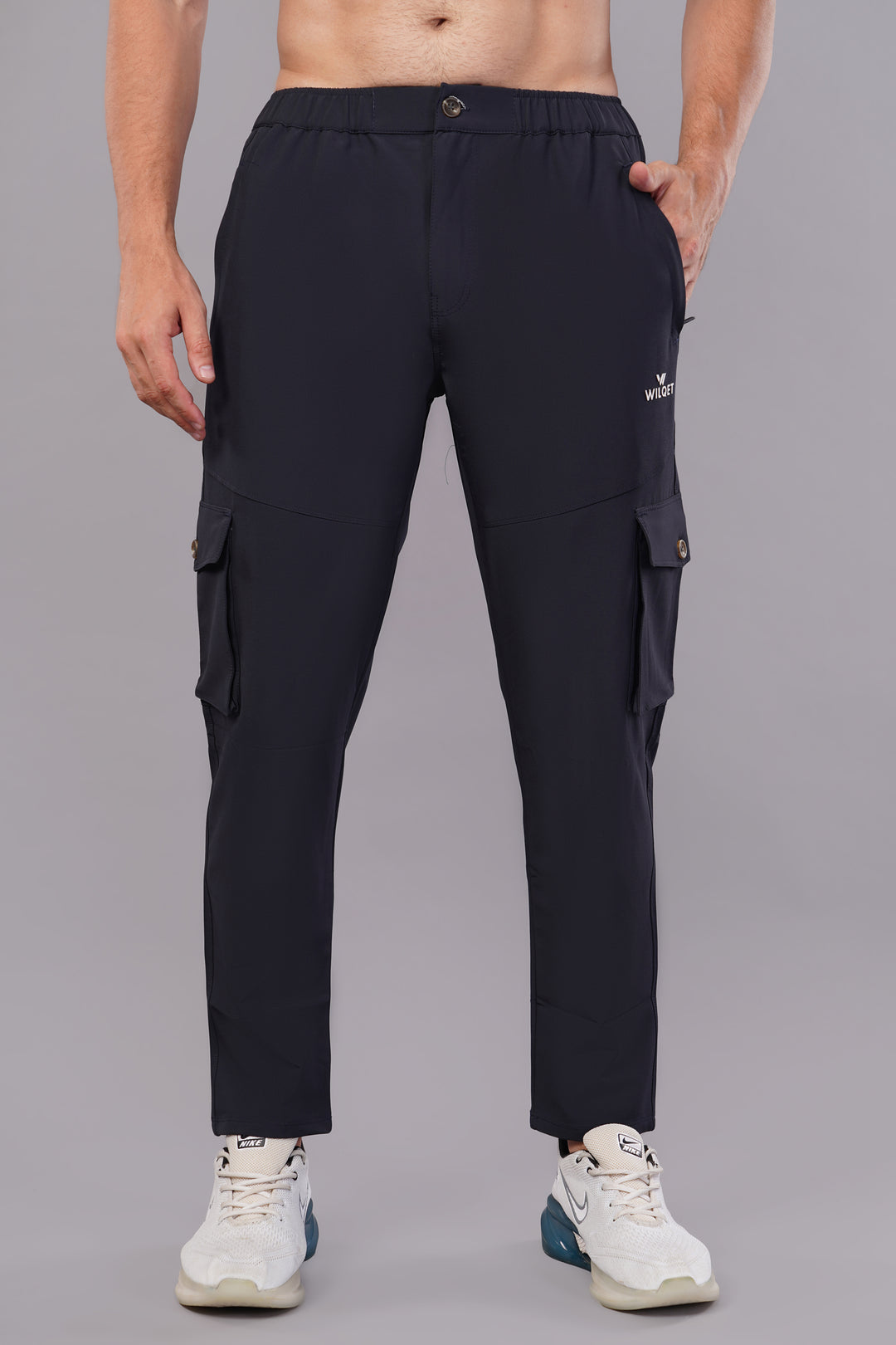 MEN'S  TRAVEL & RUNNING CARGO TRACK PANT NS TERRY WITH 6 POCKET 2 SIDE PKT. & 4 CARGO FLAP BUTTON PKT.