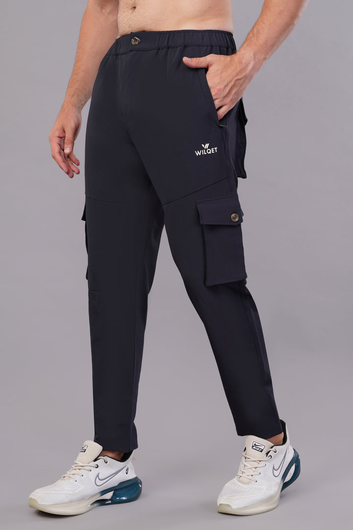 MEN'S  TRAVEL & RUNNING CARGO TRACK PANT NS TERRY WITH 6 POCKET 2 SIDE PKT. & 4 CARGO FLAP BUTTON PKT.