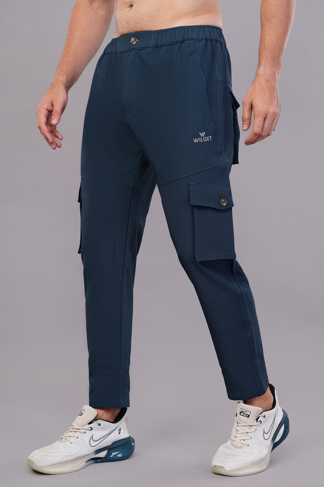 MEN'S  TRAVEL & RUNNING CARGO TRACK PANT NS TERRY WITH 6 POCKET 2 SIDE PKT. & 4 CARGO FLAP BUTTON PKT.