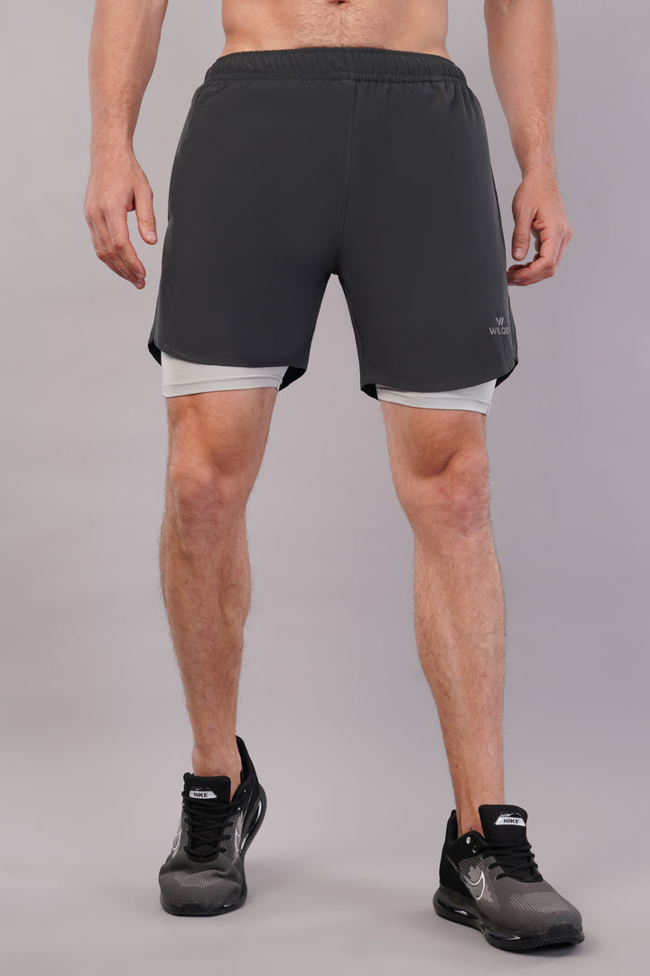 Wilqet Men's Running 2in1 Supporting Shorts with Back Mobile Pkt. & Swimwear Tighty Inner