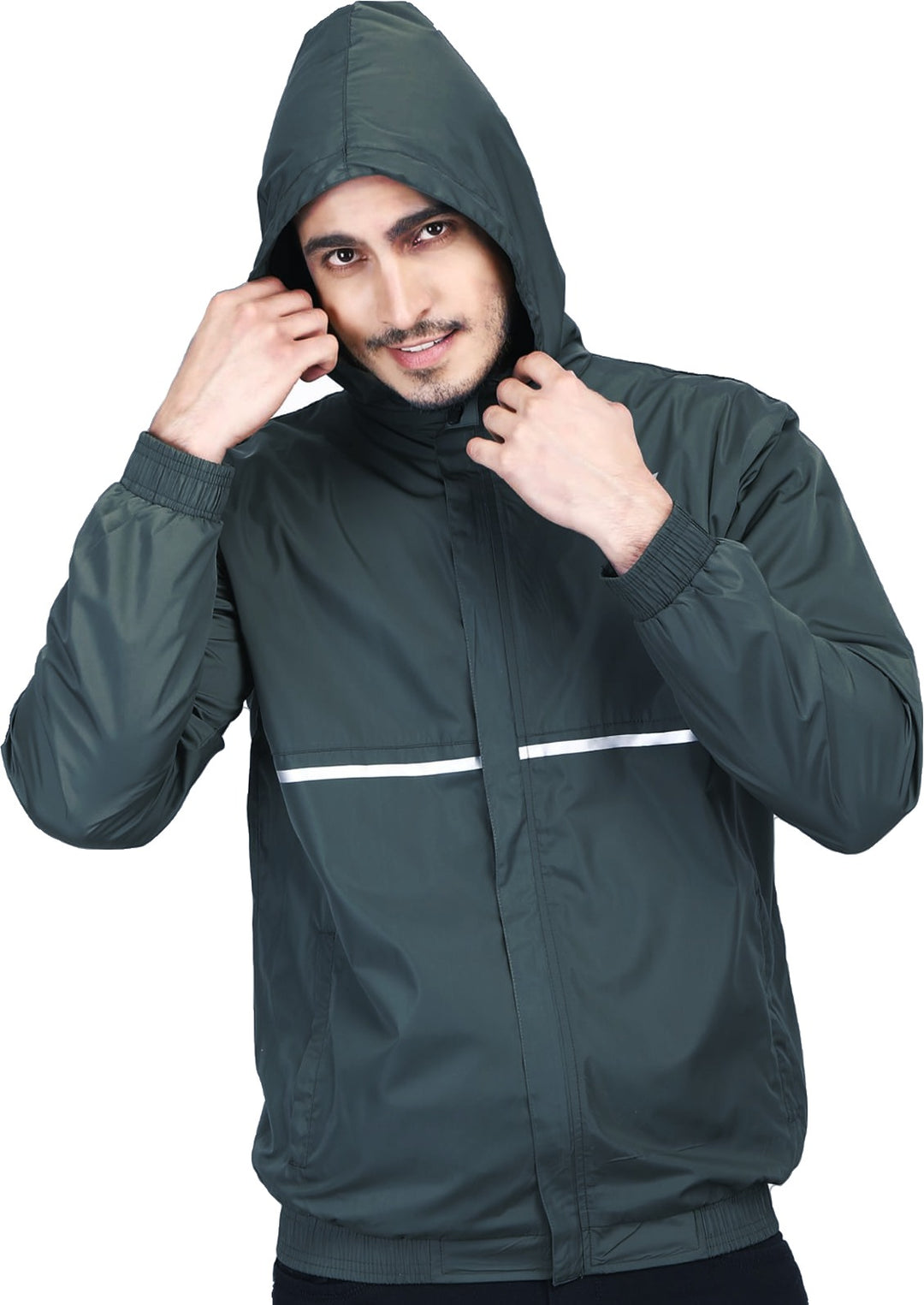 Mens Hooded Jacket Waterproof in Reflect Patti