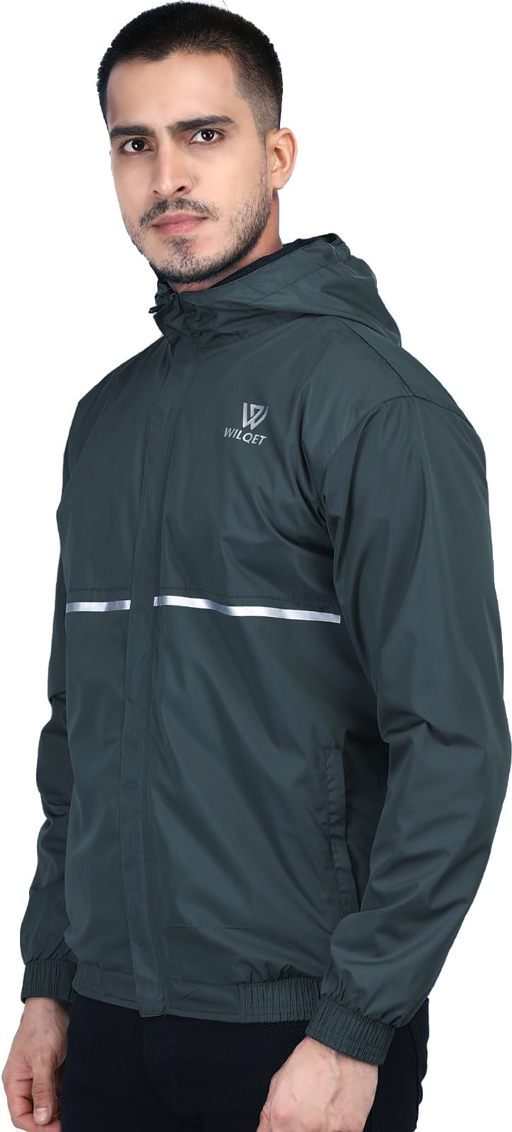 Mens Hooded Jacket Waterproof in Reflect Patti