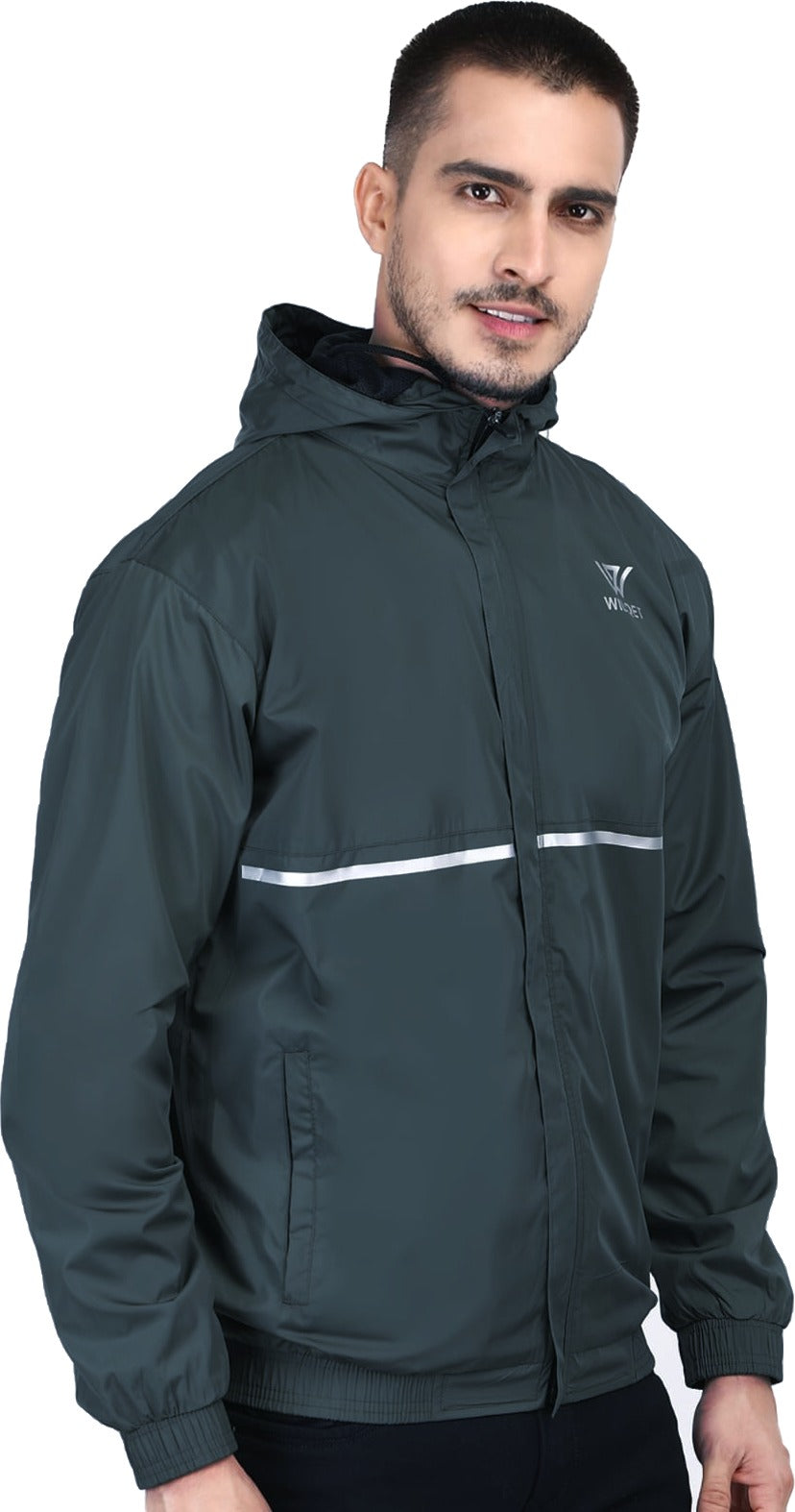 Mens Hooded Jacket Waterproof in Reflect Patti