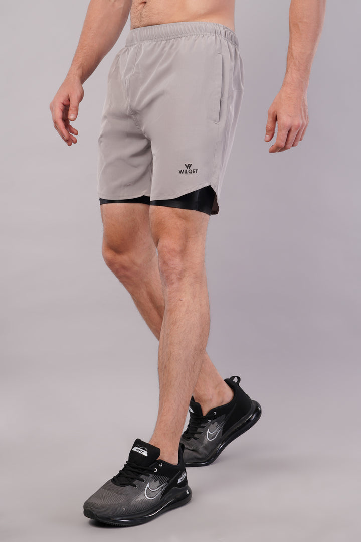 Wilqet Men's Running 2in1 Supporting Shorts with Back Mobile Pkt. & Swimwear Tighty Inner