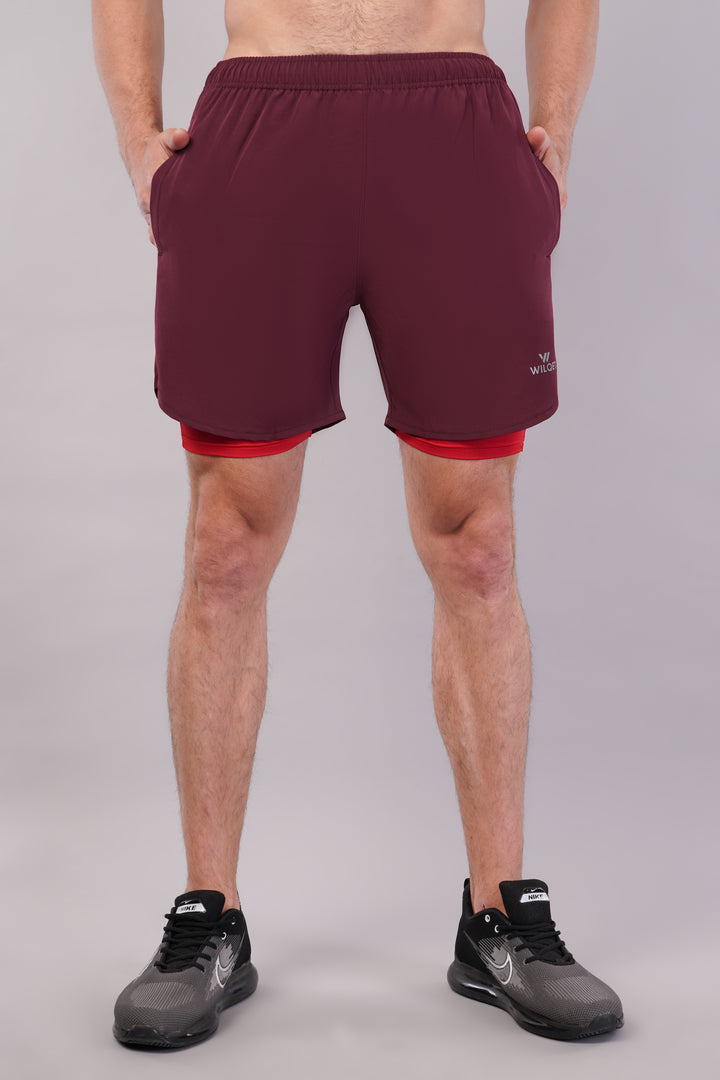 Wilqet Men's Running 2in1 Supporting Shorts with Back Mobile Pkt. & Swimwear Tighty Inner