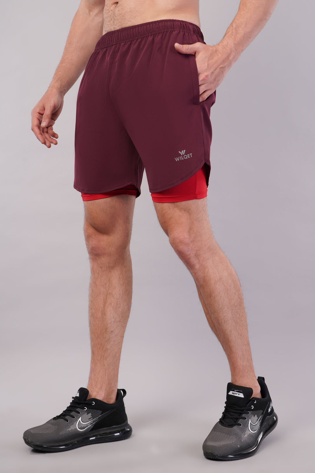 Wilqet Men's Running 2in1 Supporting Shorts with Back Mobile Pkt. & Swimwear Tighty Inner