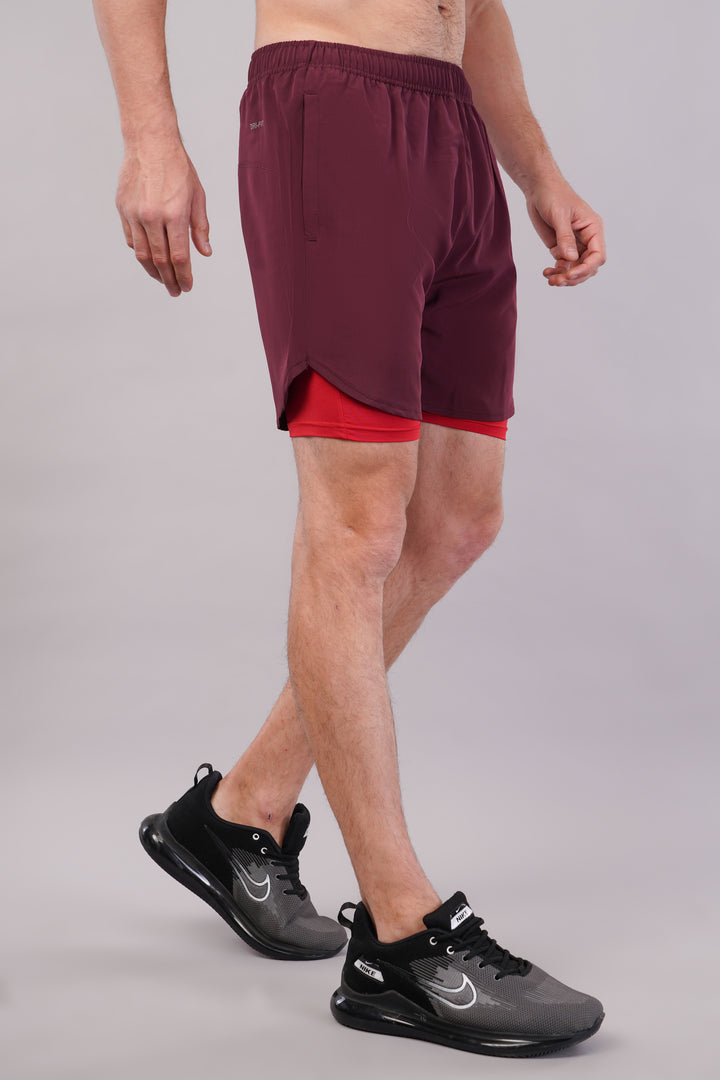 Wilqet Men's Running 2in1 Supporting Shorts with Back Mobile Pkt. & Swimwear Tighty Inner