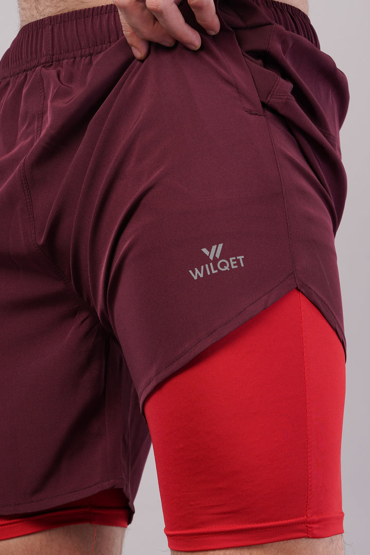 Wilqet Men's Running 2in1 Supporting Shorts with Back Mobile Pkt. & Swimwear Tighty Inner