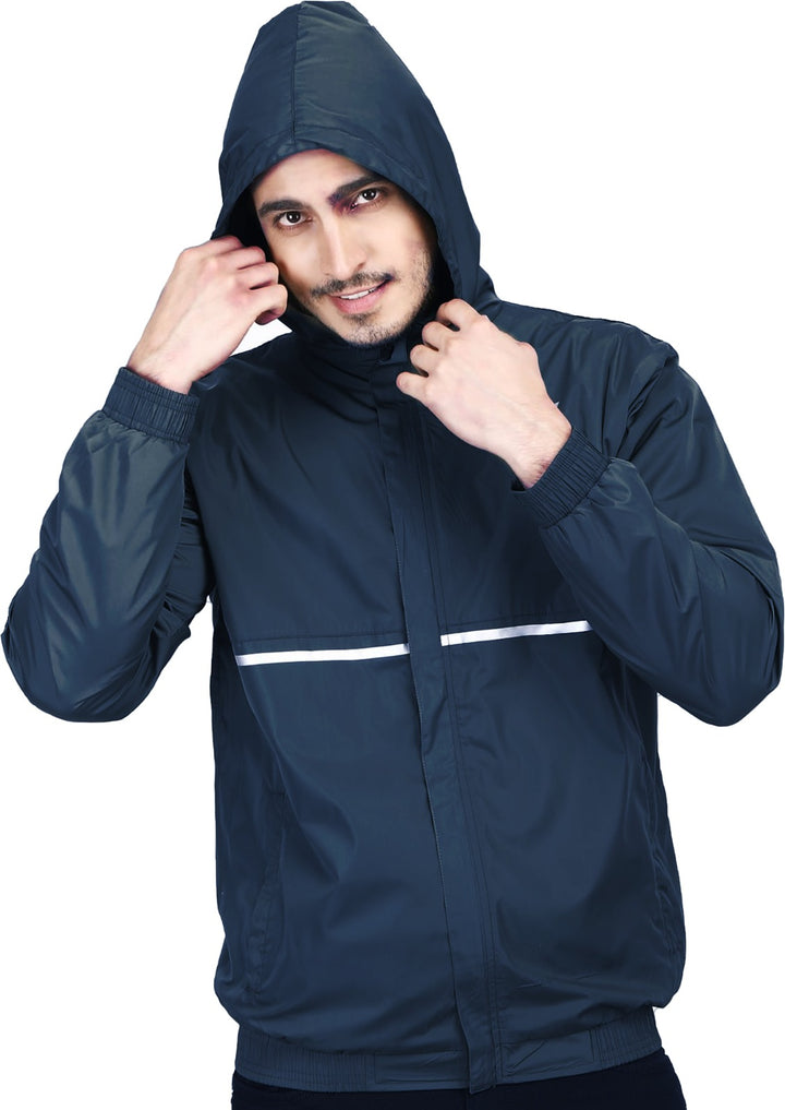 Mens Hooded Jacket Waterproof in Reflect Patti