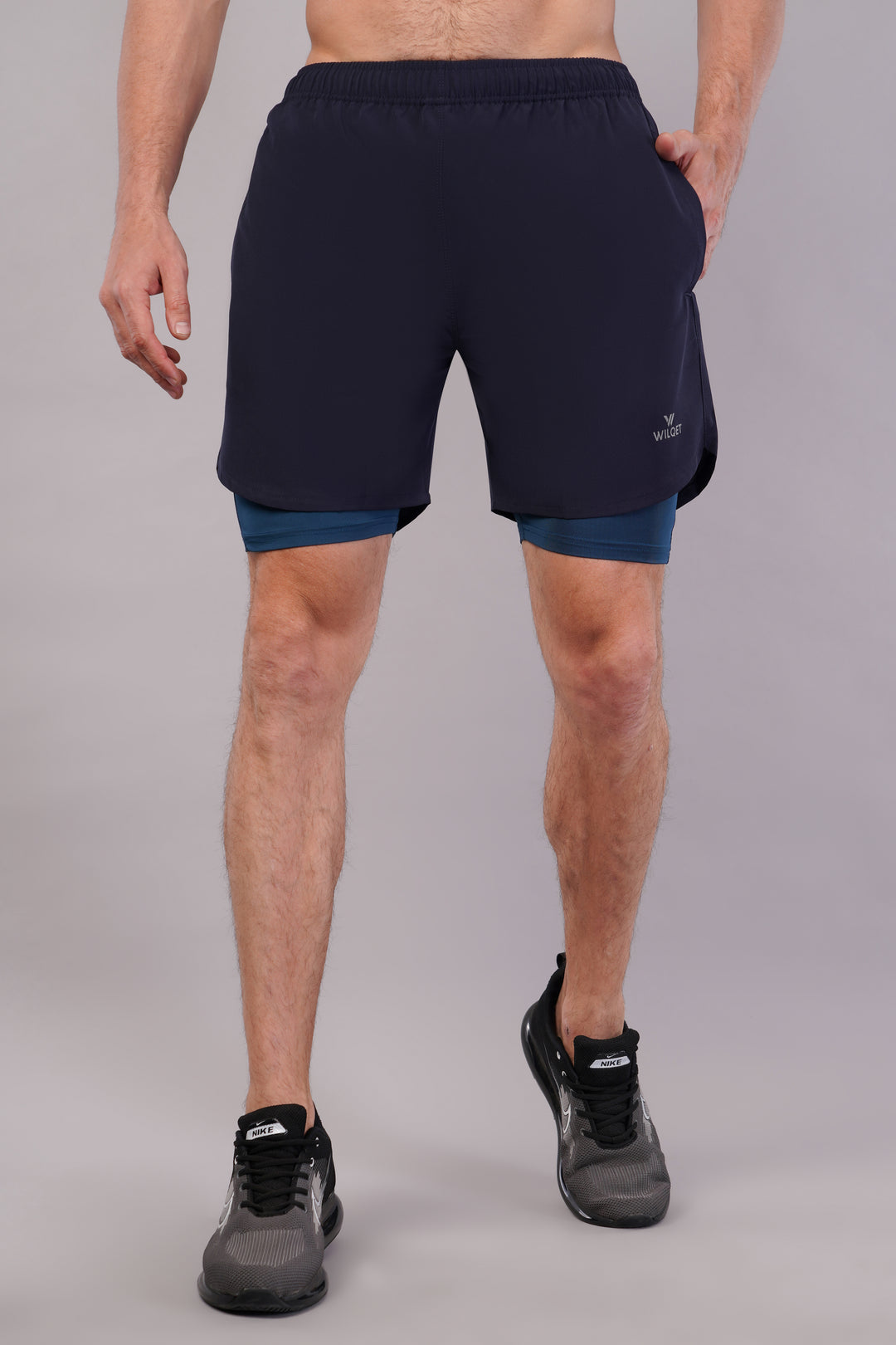 Wilqet Men's Running 2in1 Supporting Shorts with Back Mobile Pkt. & Swimwear Tighty Inner