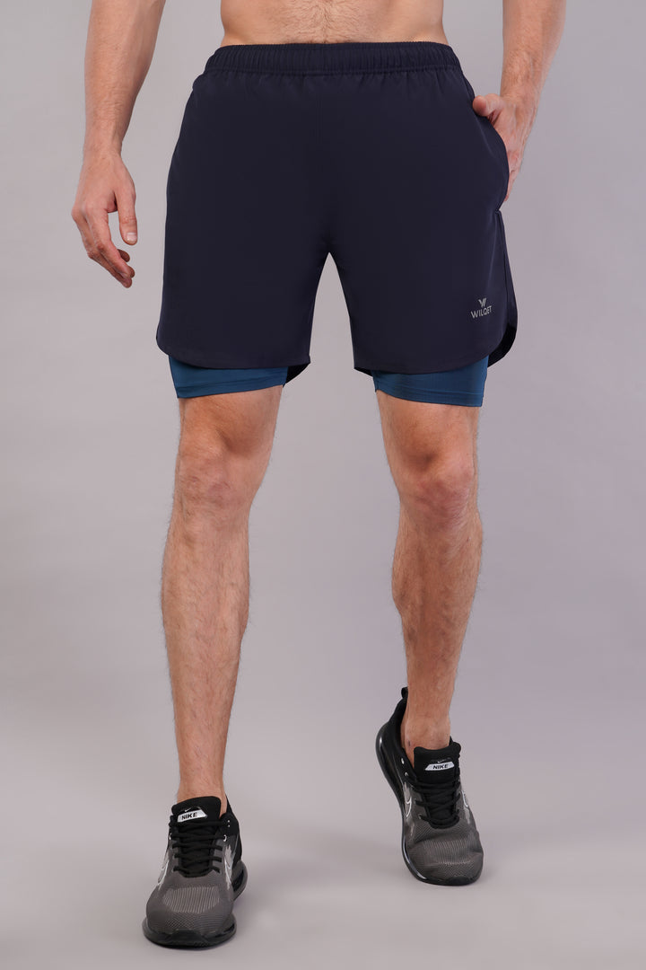 Wilqet Men's Running 2in1 Supporting Shorts with Back Mobile Pkt. & Swimwear Tighty Inner