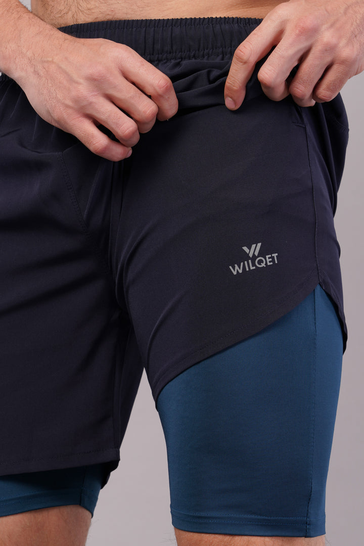 Wilqet Men's Running 2in1 Supporting Shorts with Back Mobile Pkt. & Swimwear Tighty Inner