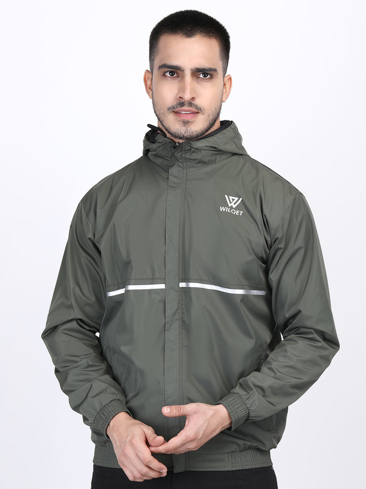 Mens Hooded Jacket Waterproof in Reflect Patti