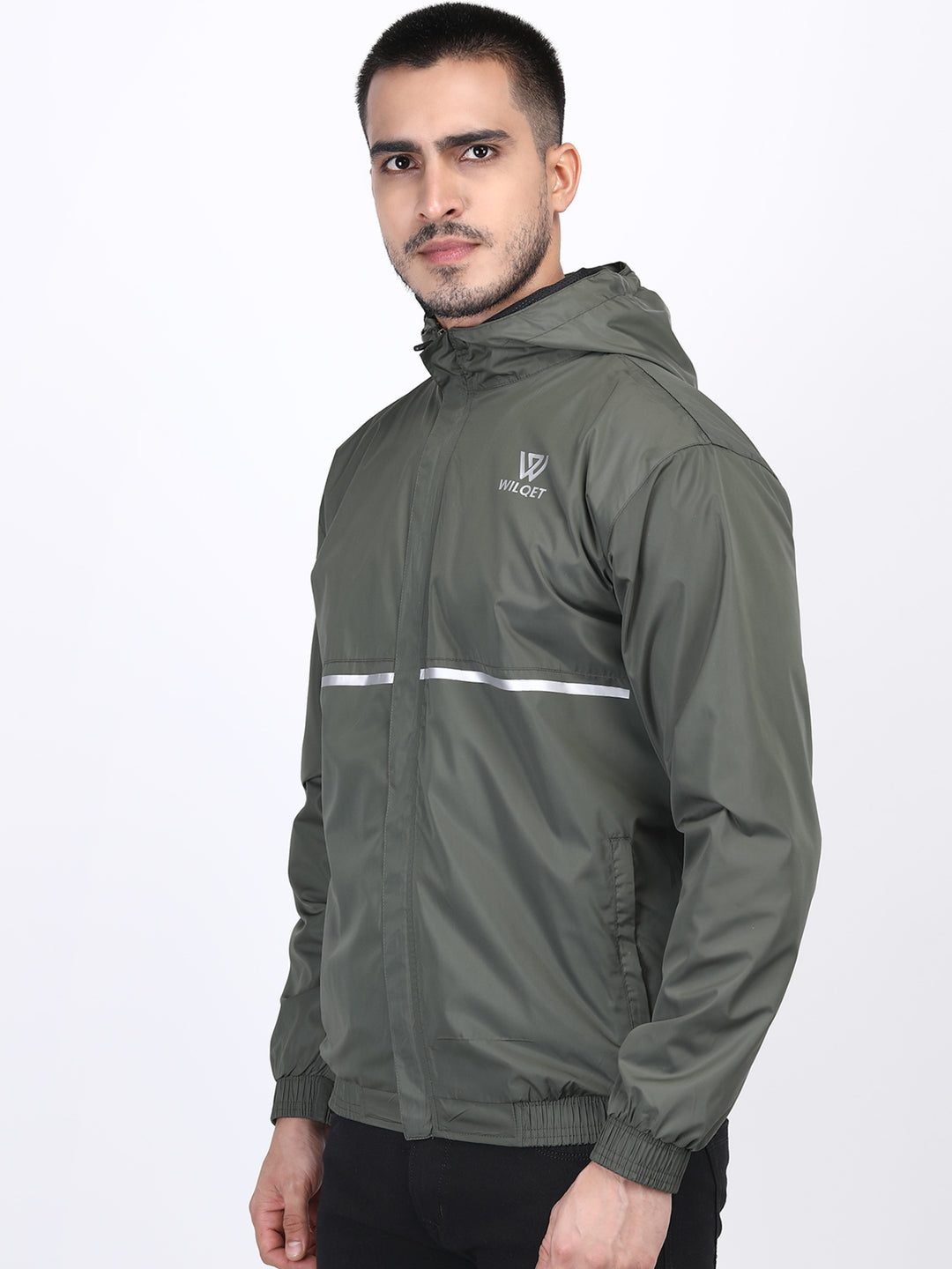 Mens Hooded Jacket Waterproof in Reflect Patti