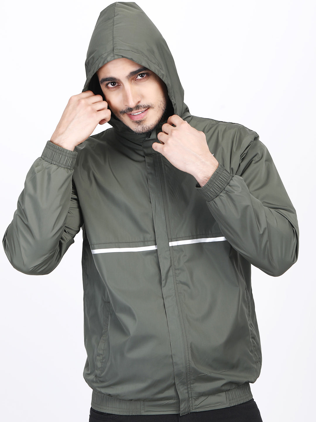 Mens Hooded Jacket Waterproof in Reflect Patti