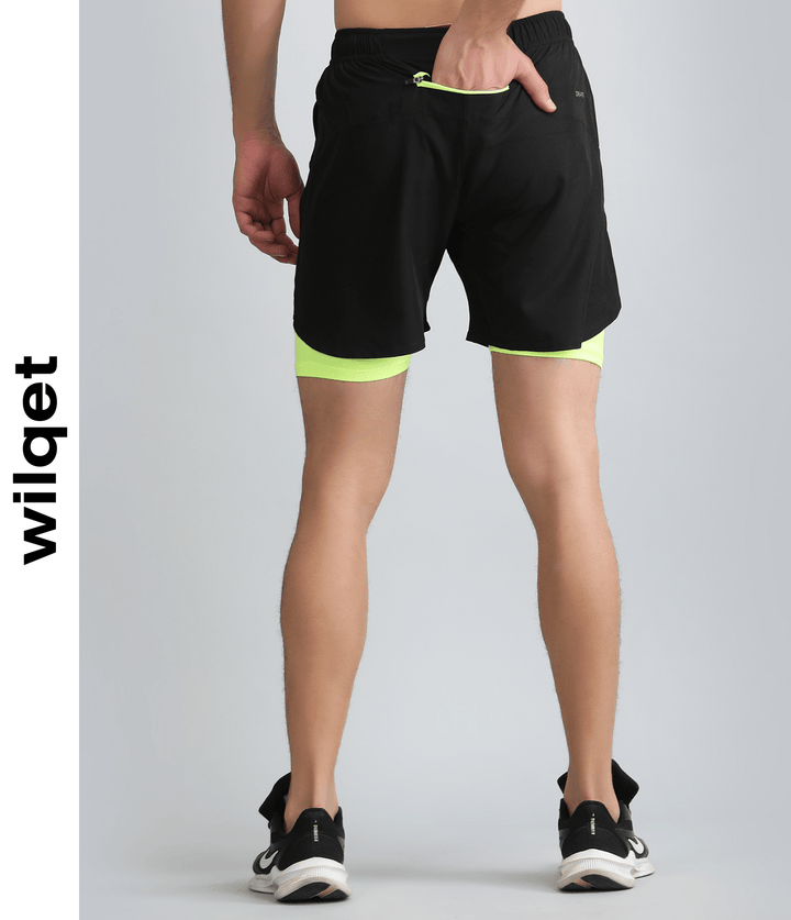 Mens Dryfit Cut & Sew 2IN1 Supporting Shorts