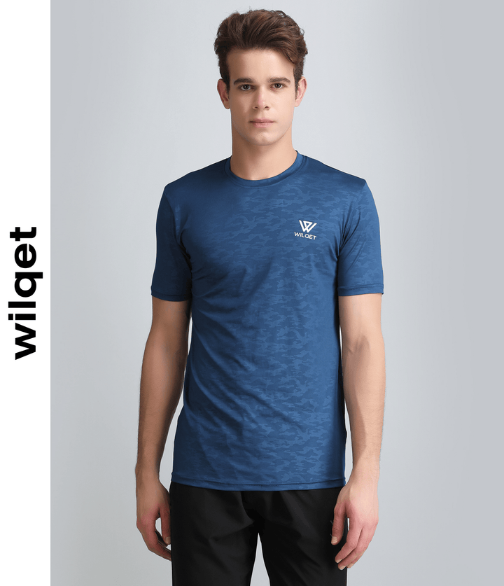 Mens Dryfit Embossed SS Round Neck T-shirt