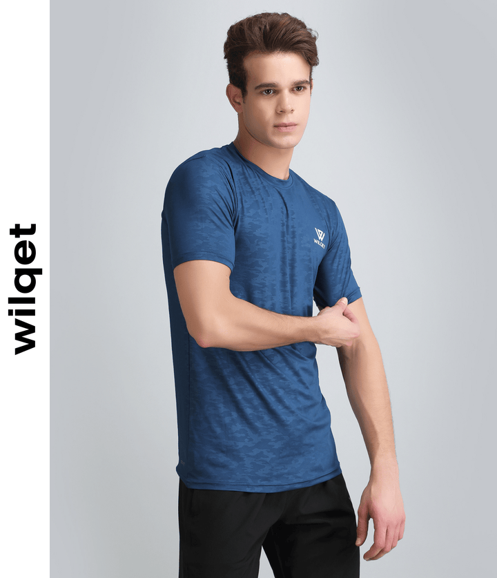 Mens Dryfit Embossed SS Round Neck T-shirt