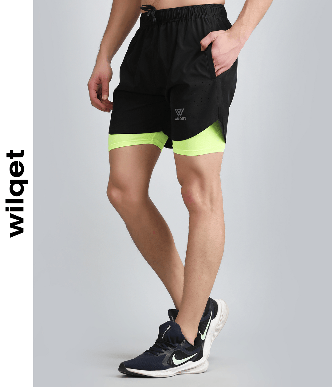 Mens Dryfit Cut & Sew 2IN1 Supporting Shorts