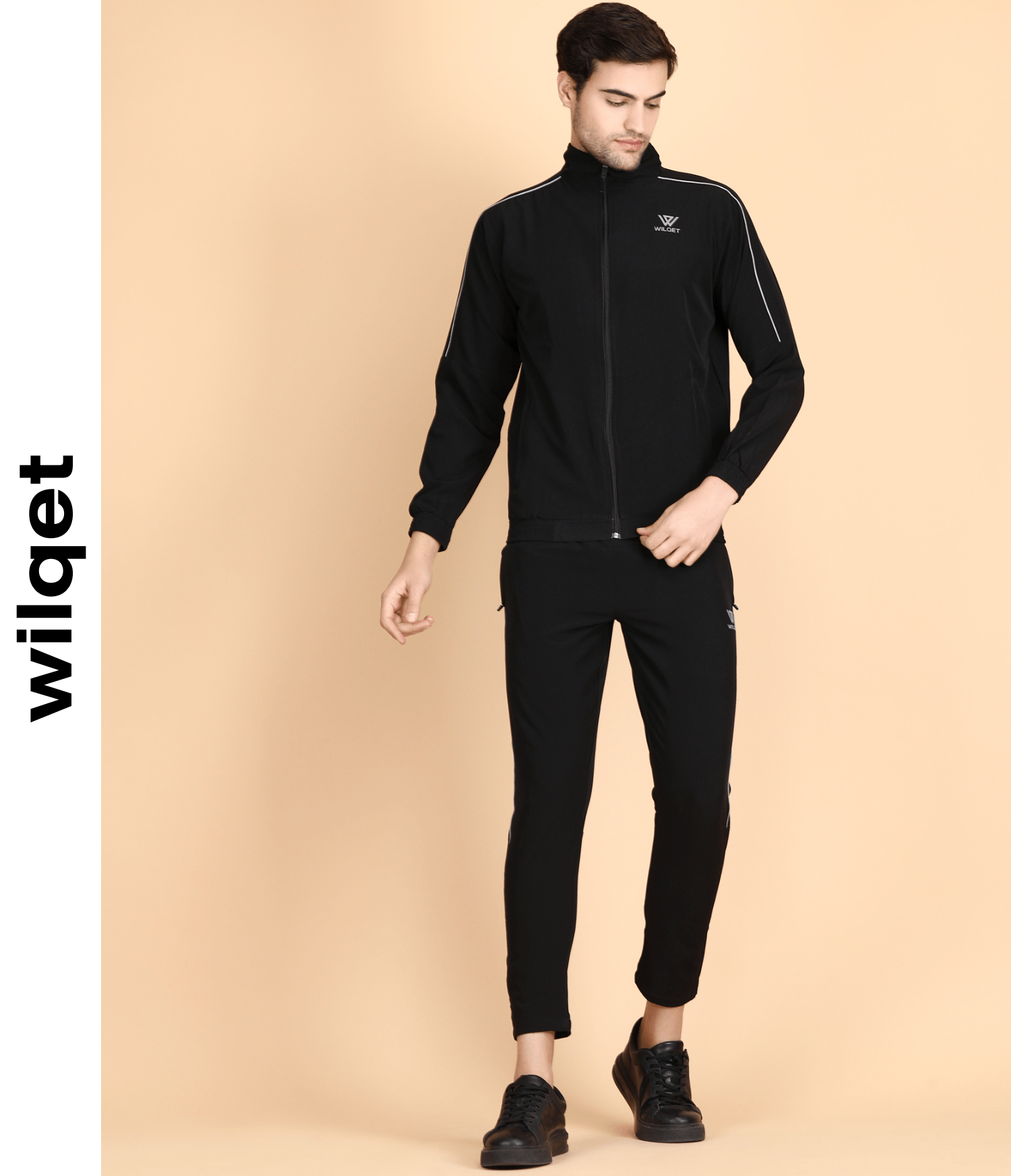 Mens Running Track Suit With Contrast Cord Piping