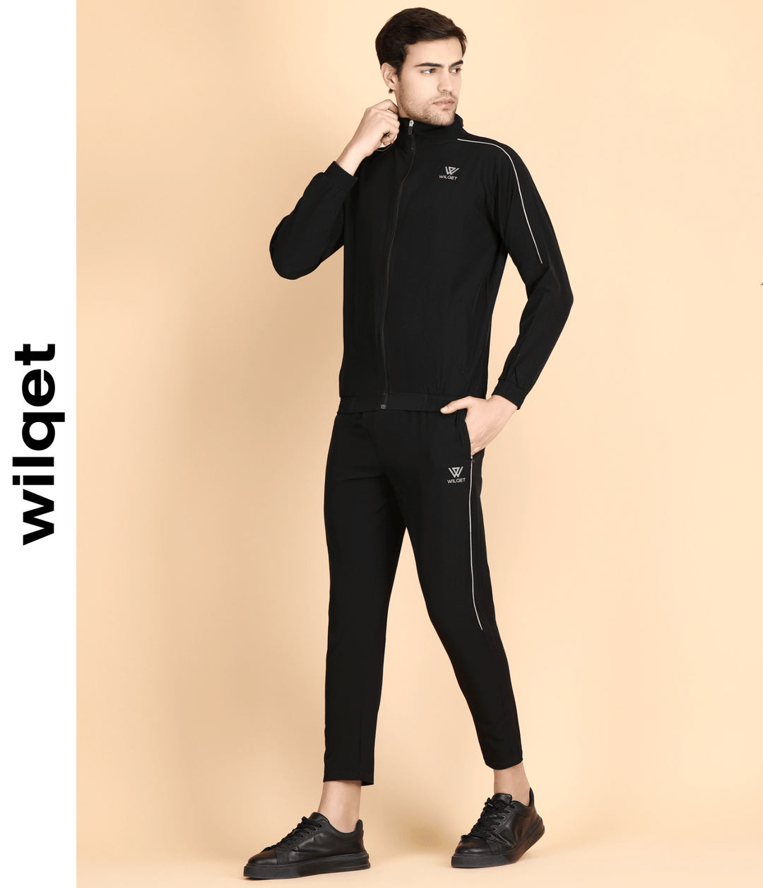 Mens Running Track Suit With Contrast Cord Piping