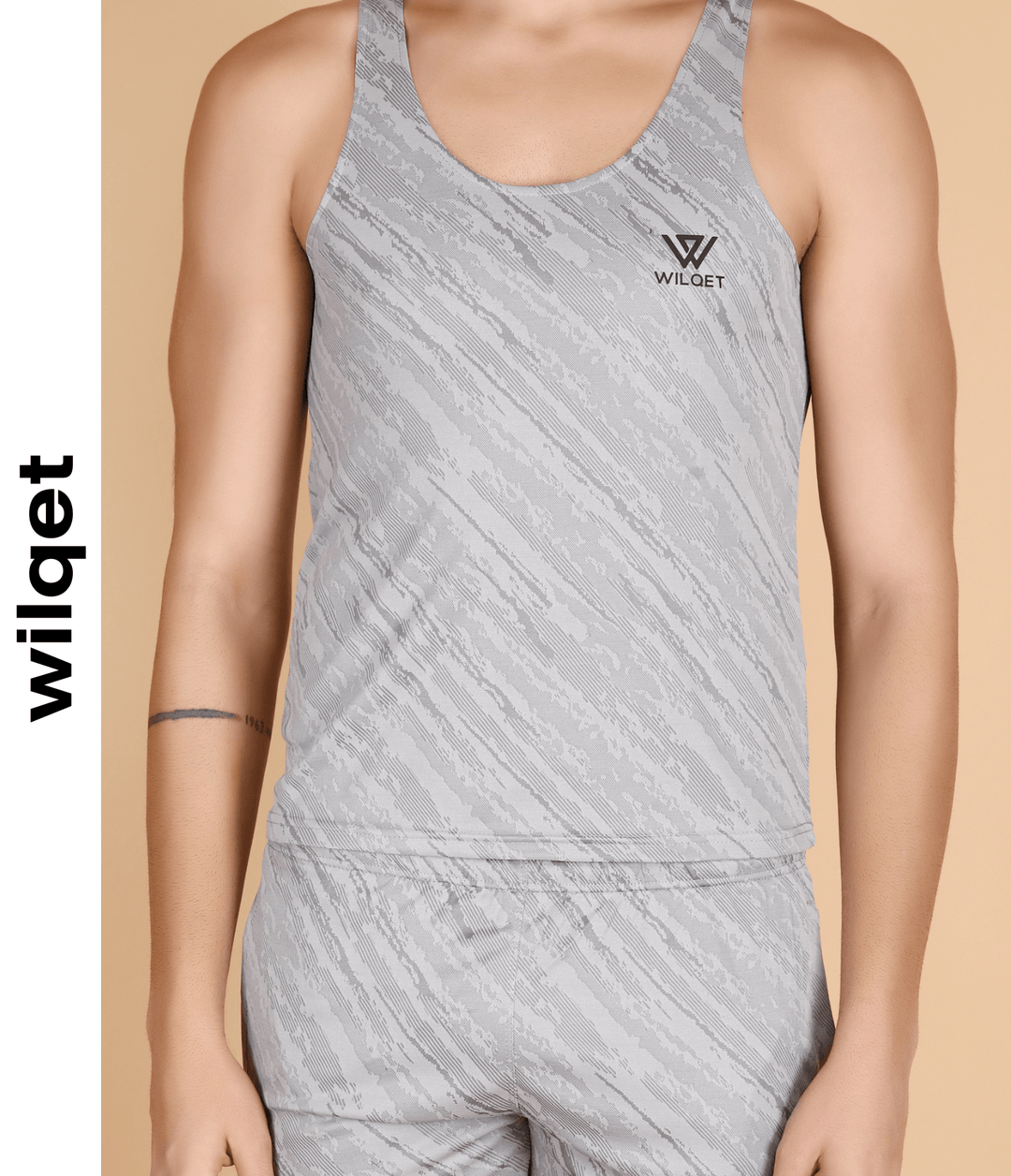 Mens Dryfit Graphic Embossed Sleeveless T-Shirts & Shorts Combo Set