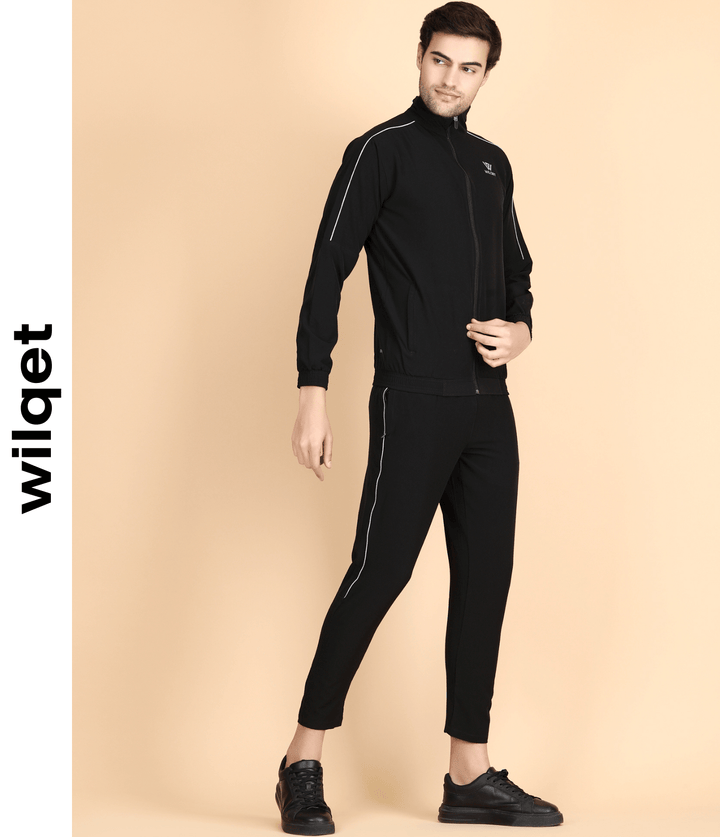 Mens Running Track Suit With Contrast Cord Piping