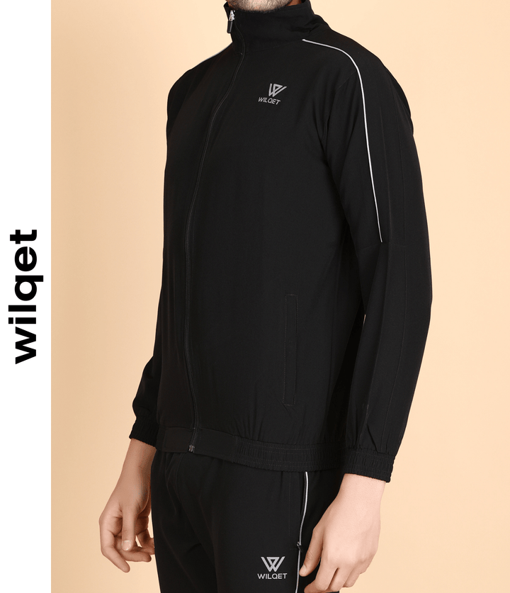 Mens Running Track Suit With Contrast Cord Piping